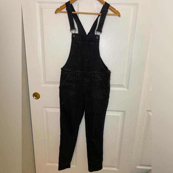 GAP Women’s - Black Skinny Leg Overalls - Stretchy Cotton w/ Zipper XS - Picture 1 of 12